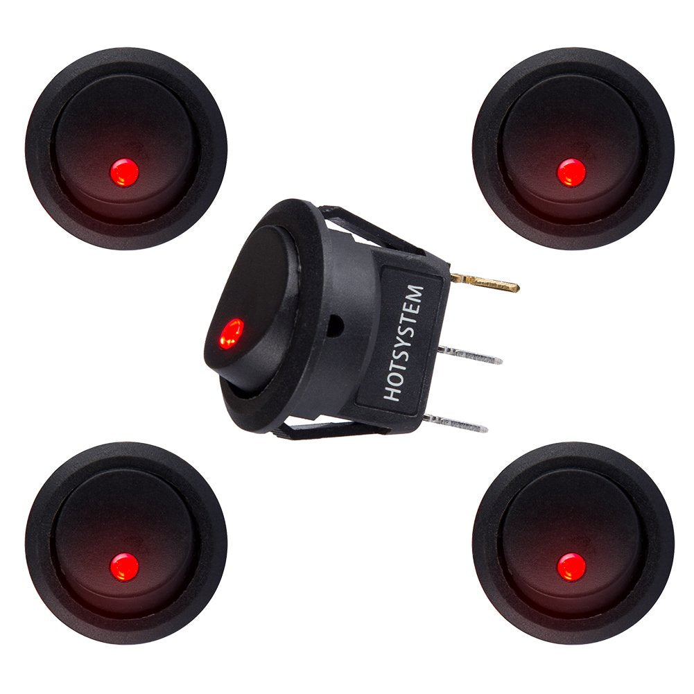 HOTSYSTEM New 5PC Car Truck Rocker Toggle LED Switch Red Light On-Off