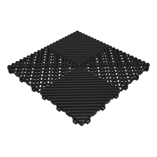 HOTSYSTEM Multifunctional Interlocking Modular Garage Floor Tiles, Non-Slip Interlocking Polypropylene Floor Tiles, 15.7'' x 15.7'' x 0.7''(Thickness) Flooring Tile(48 Pack), Black